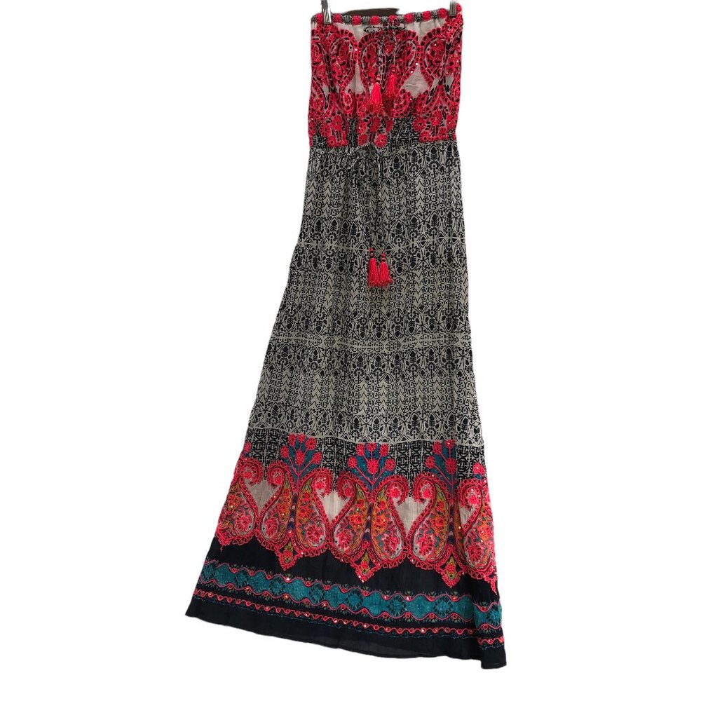Calypso St. Barth Red Black Paisley Maxi Dress